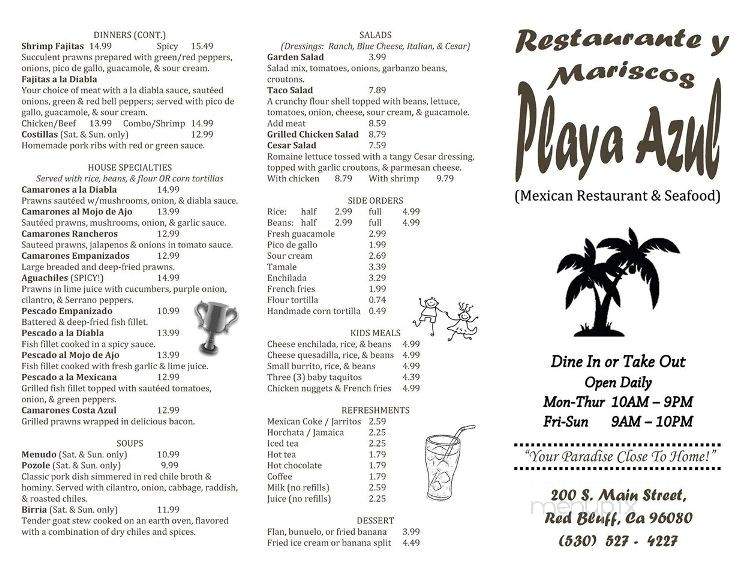 /250300734/Restaurant-Mariscos-Playa-Azul-Menu-Gerber-CA - Gerber, CA