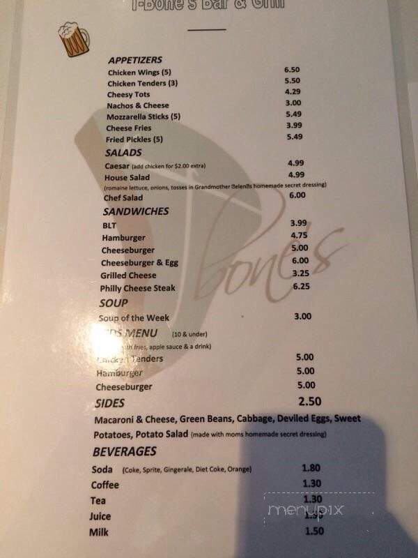 T-Bones Bar & Grill - Winchester, VA menu_pic