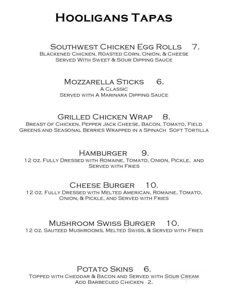 Hooligans - Boca Raton, FL menu_pic