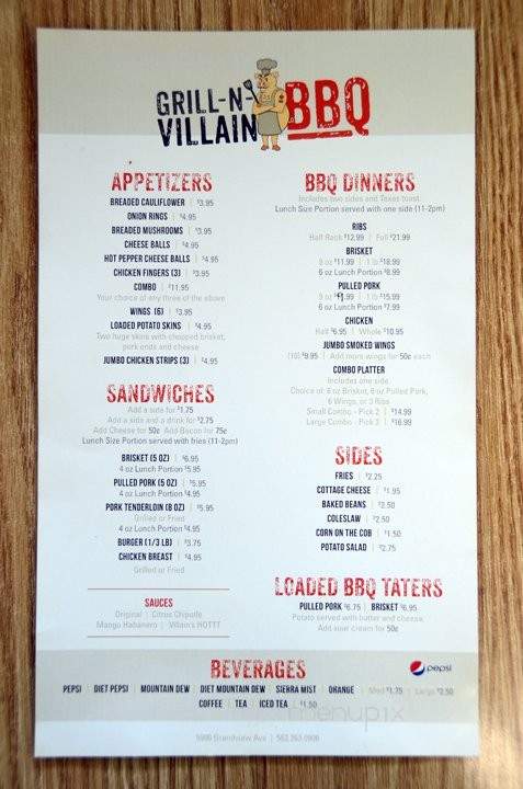 The Villains BBQ Hideout - Muscatine, IA menu_pic