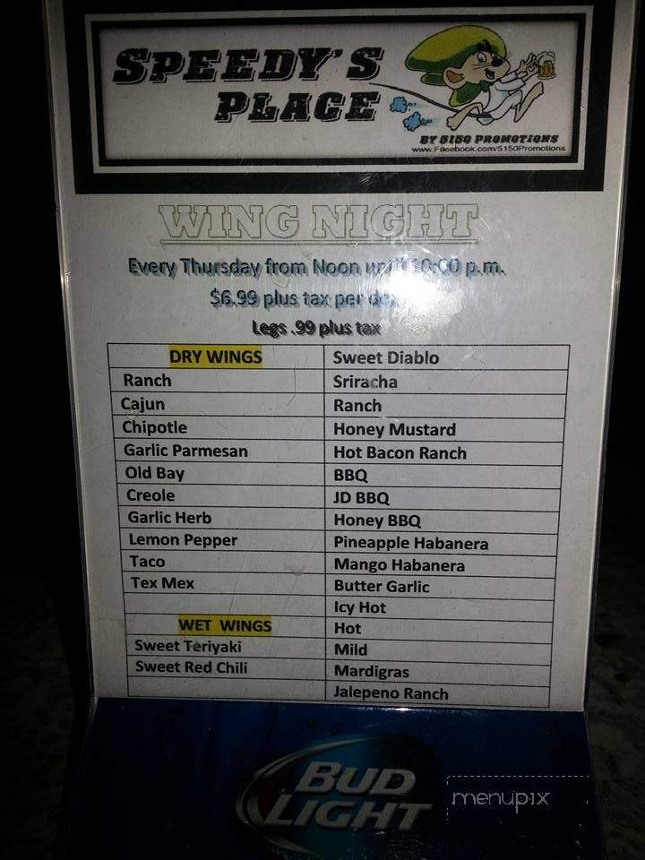 Speedys Place - Milton, PA menu_pic