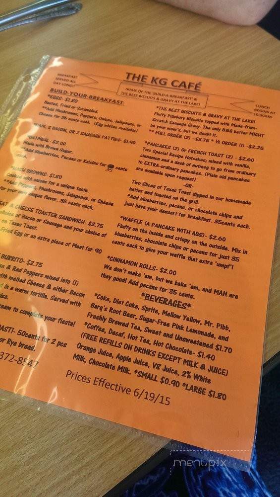 The KG Cafe - Gravois Mills, MO menu_pic