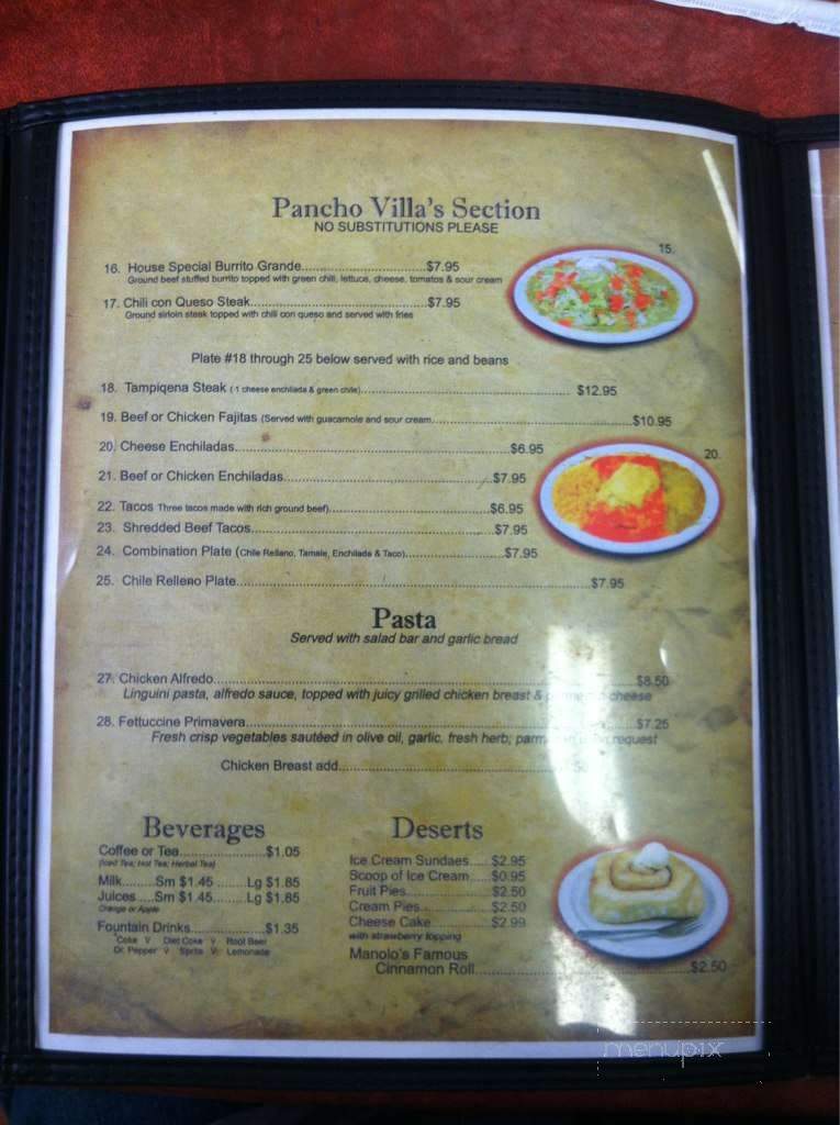 Manolo's Cafe - Las Cruces, NM menu_pic
