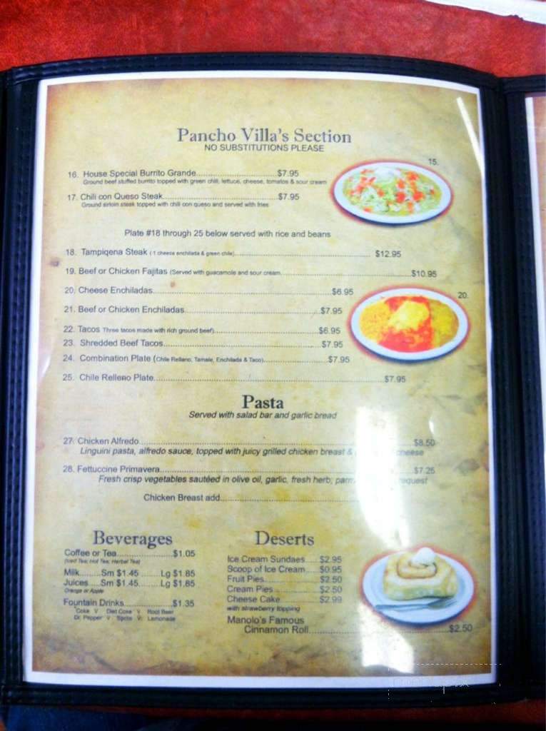 Manolo's Cafe - Las Cruces, NM menu_pic