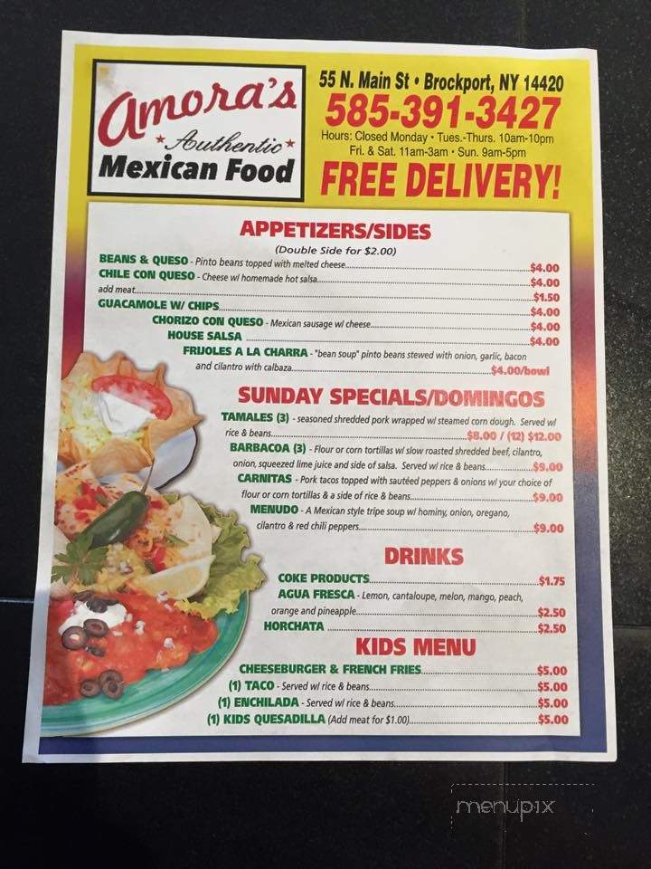 Amora's Authentic Mexican Food - Brockport, NY menu_pic