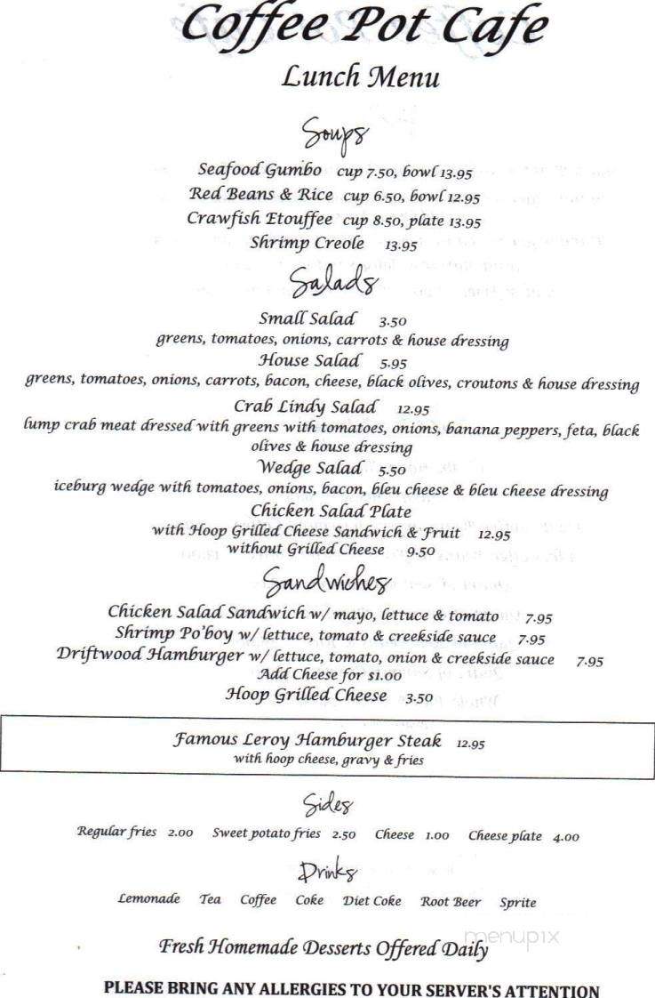 Coffee Pot Cafe - Enterprise, MS menu_pic