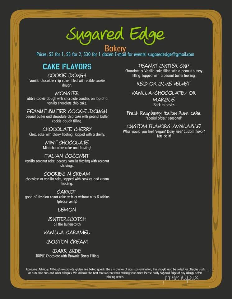 Sugared Edge Bakery - Phoenix, AZ menu_pic