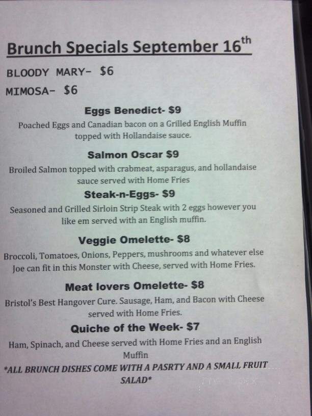 Downtown Tavern - Bristol, NH menu_pic