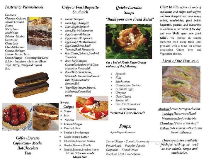 C'est La Vie - Peterborough, NH menu_pic