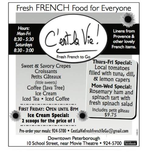 C'est La Vie - Peterborough, NH menu_pic