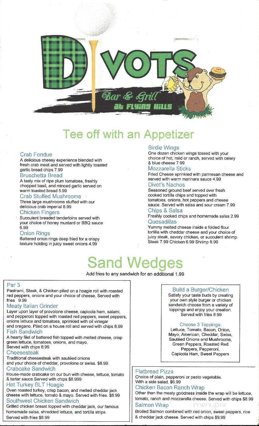 Divot's Bar and Grill at Flying Hills - Reading, PA menu_pic