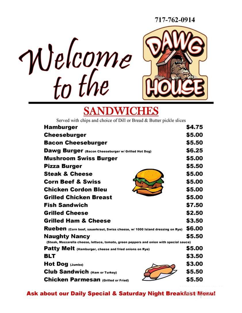 The Dawgg House - Tatamy, PA menu_pic