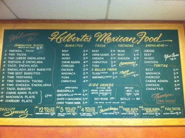 Hilberto's Mexican Food - El Cajon, CA menu_pic