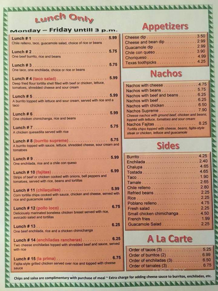 El Puerto - Fredonia, KS menu_pic