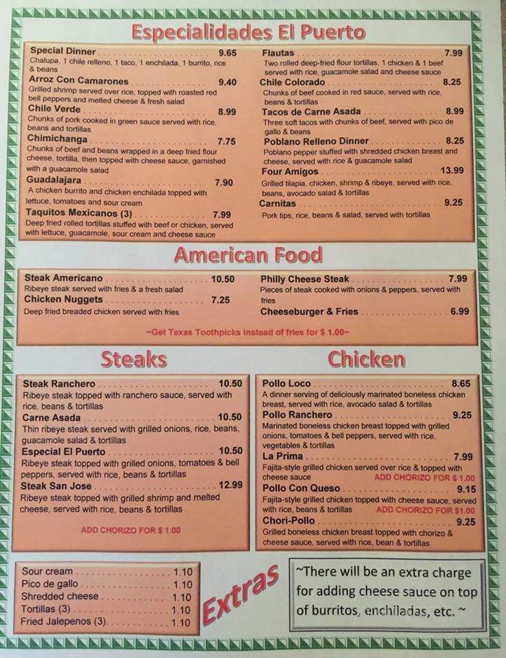 El Puerto - Fredonia, KS menu_pic