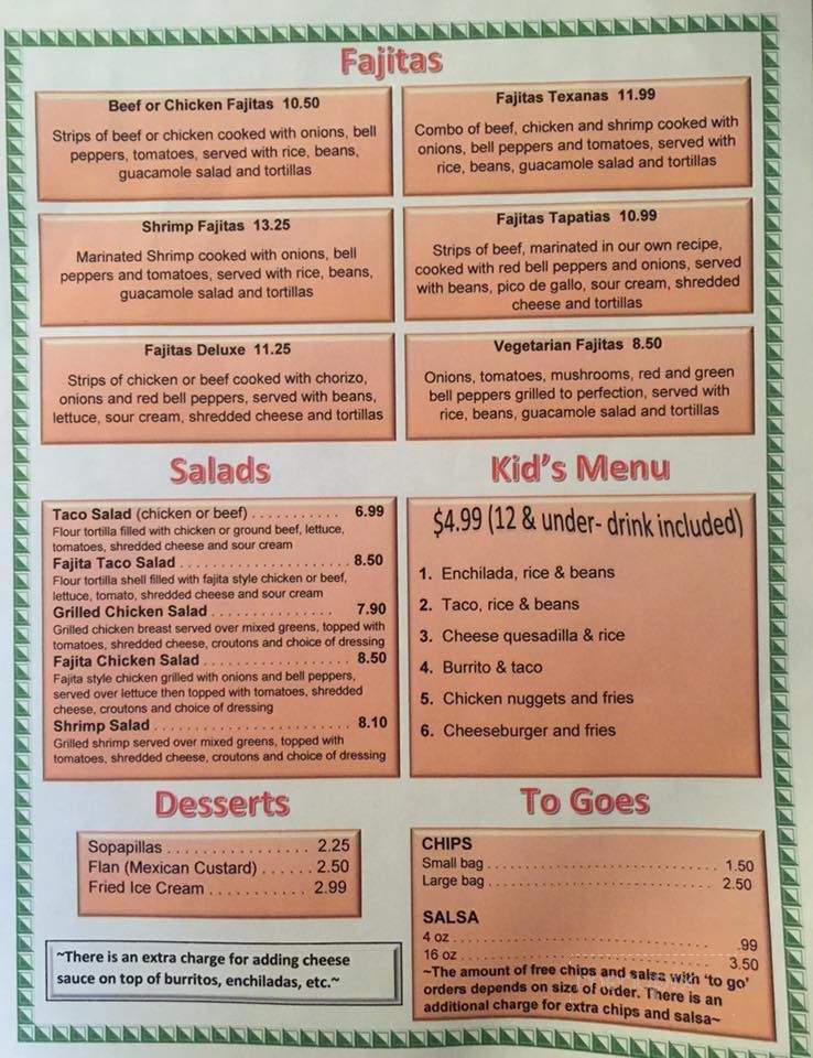 El Puerto - Fredonia, KS menu_pic