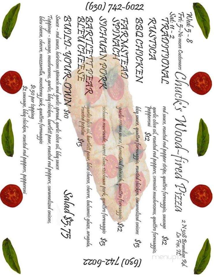 Chuck's Wood Fired Pizza - Elburn, IL menu_pic