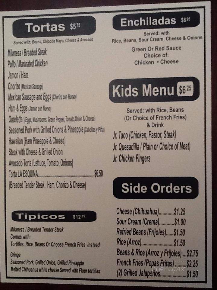 La Esquina - Montgomery, IL menu_pic