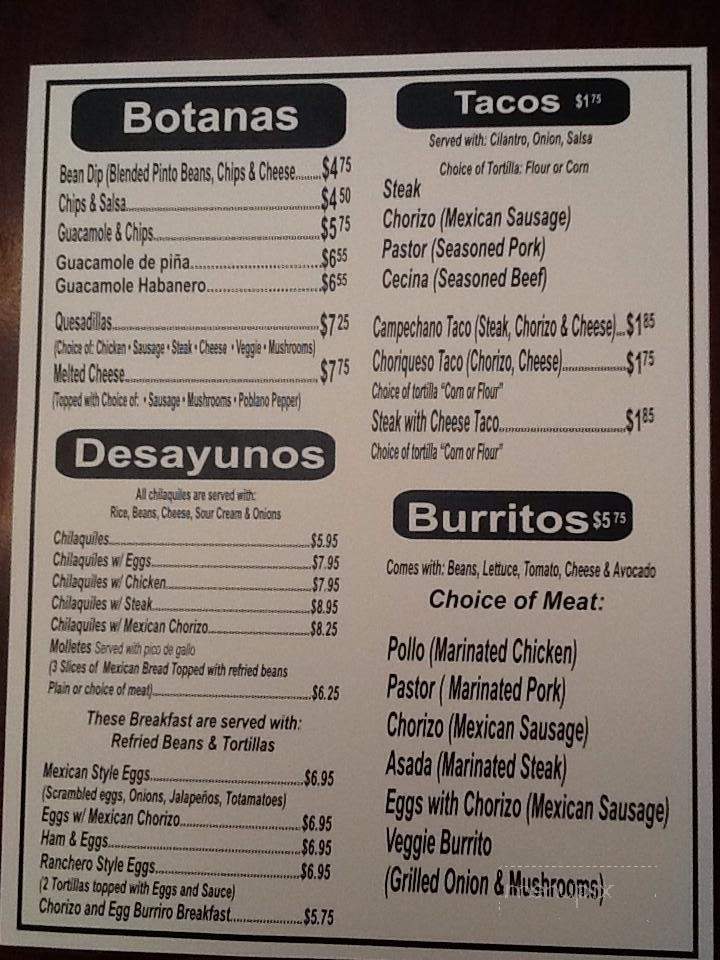 La Esquina - Montgomery, IL menu_pic