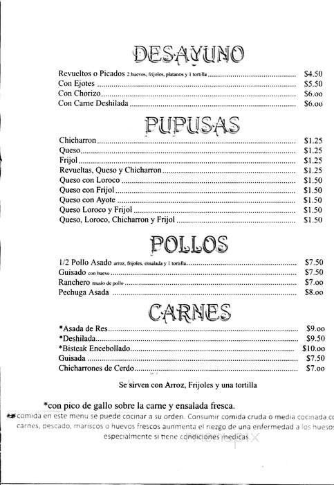Don Juan Pupuseria II - Huntington Station, NY menu_pic