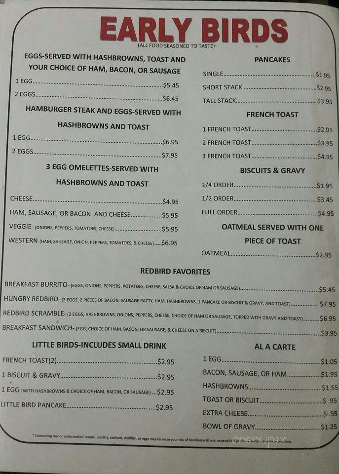 Redbird Diner - Winston, MO menu_pic