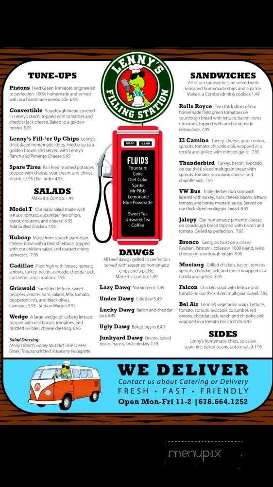 Lenny's Filling Station - Carrollton, GA menu_pic