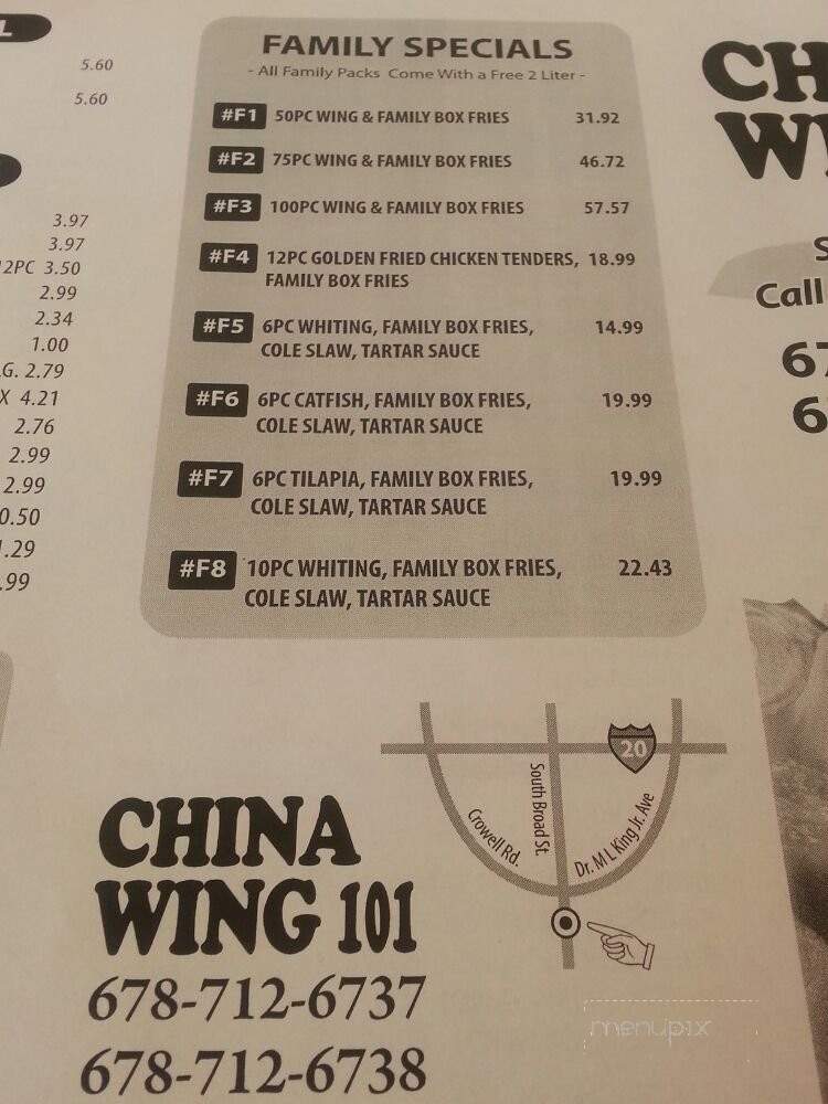 China Wing 101 - Porterdale, GA menu_pic
