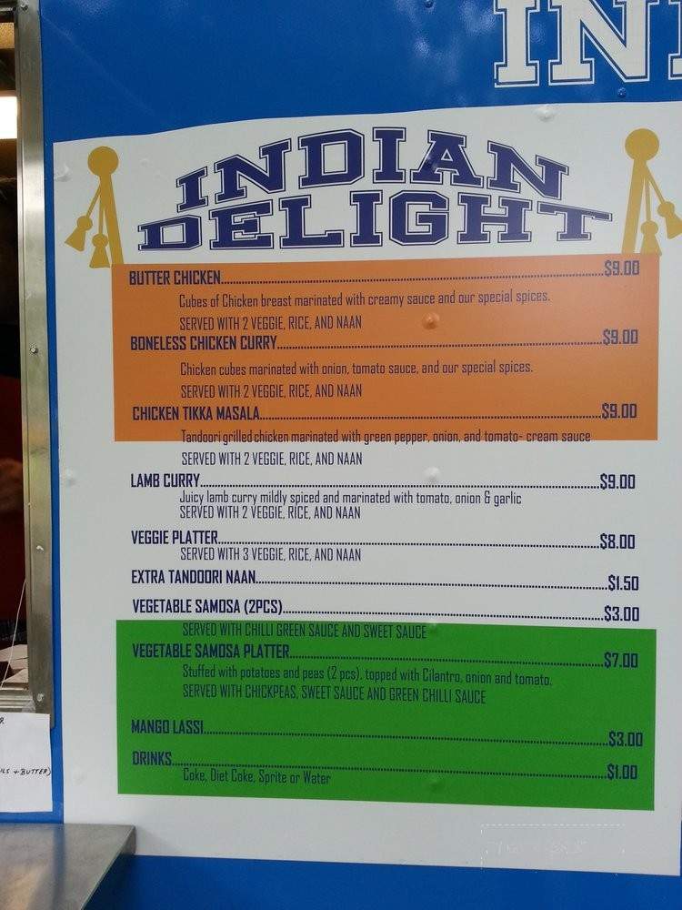 DC Indian Delight Food Truck - Washington, DC menu_pic