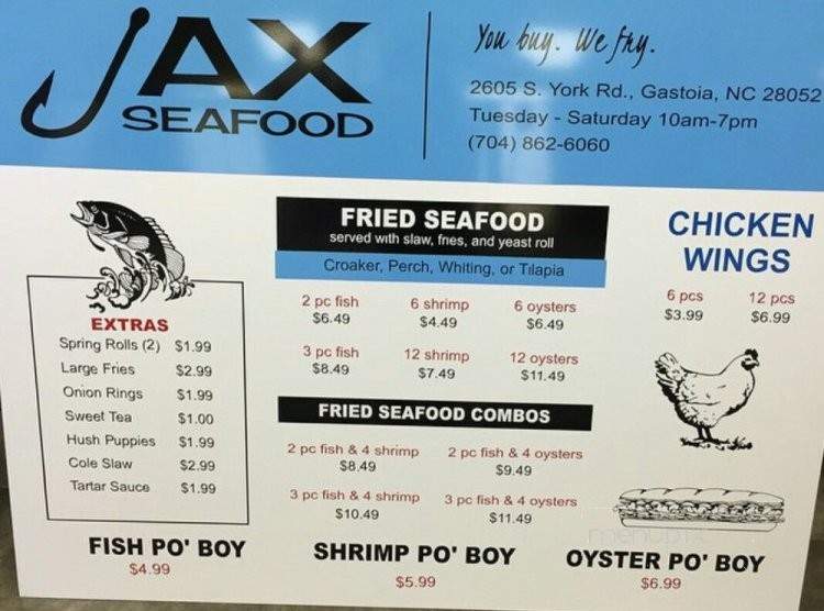 Jax Seafood - Gastonia, NC menu_pic