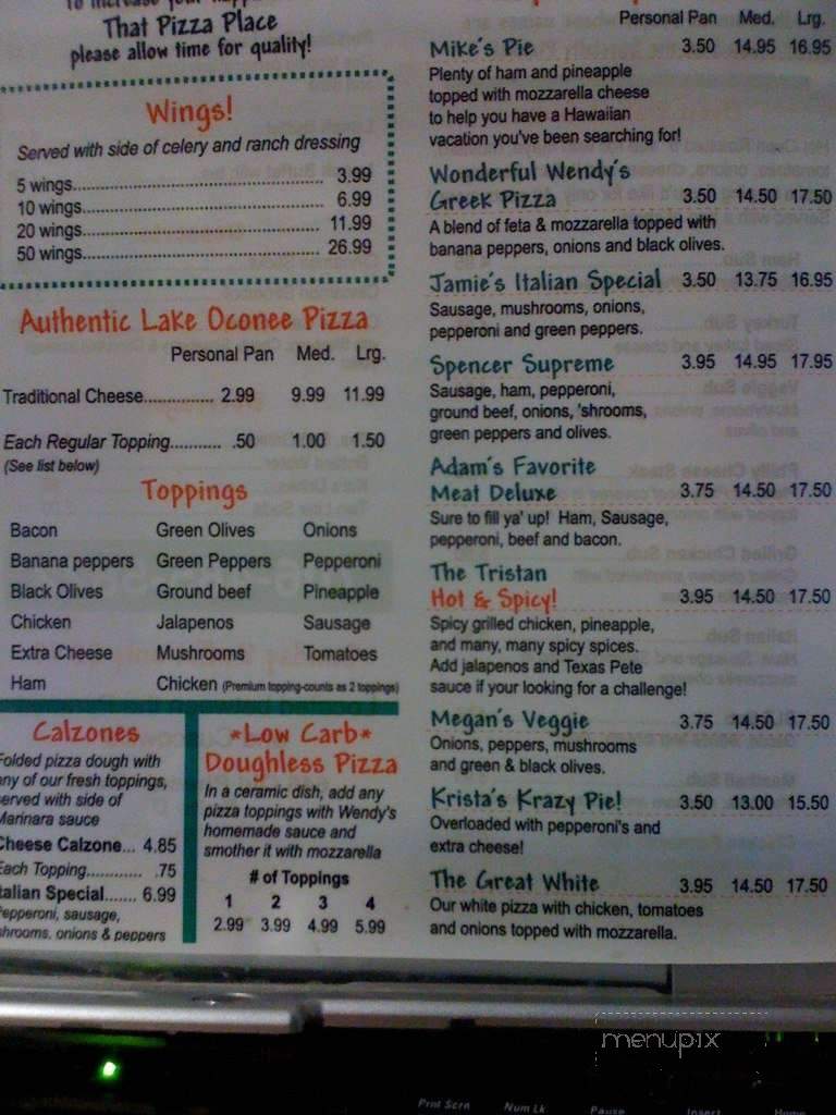 That Pizza Place - Eatonton, GA menu_pic