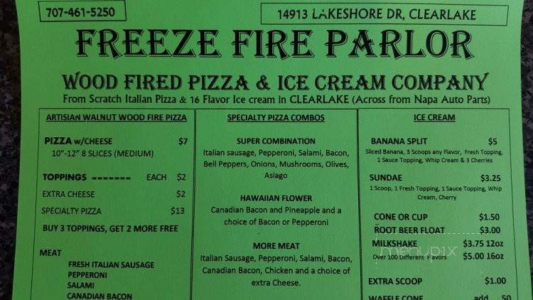 /250898926/Freeze-Fire-Parlor-Menu-Clearlake-CA - Clearlake, CA