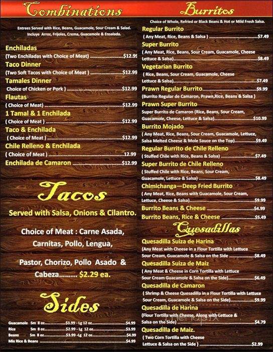 Taqueria Maria - Napa, CA menu_pic