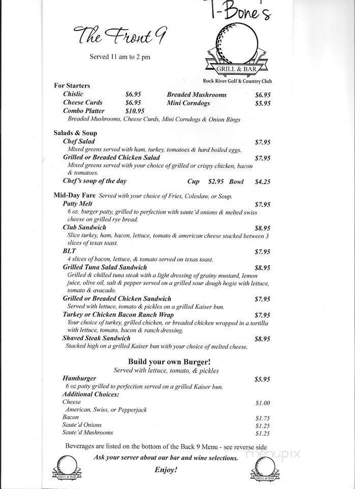 T-Bone's Grill & Bar - Rock Rapids, IA menu_pic