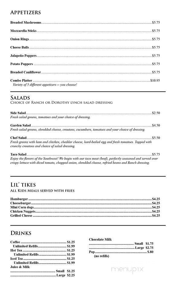 Sister's Country Kitchen - Logan, IA menu_pic