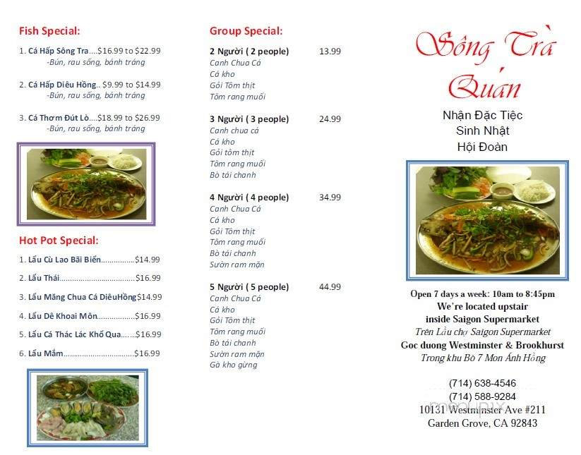 Song Tra Quan - Garden Grove, CA menu_pic