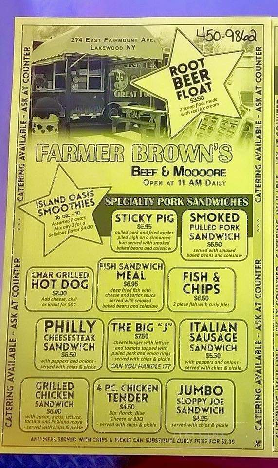 Farmer Brown's Beef and Moooore - Lakewood, NY menu_pic