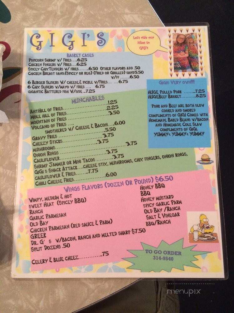 Gigi's Ice Cream Bar - Mount Wolf, PA menu_pic