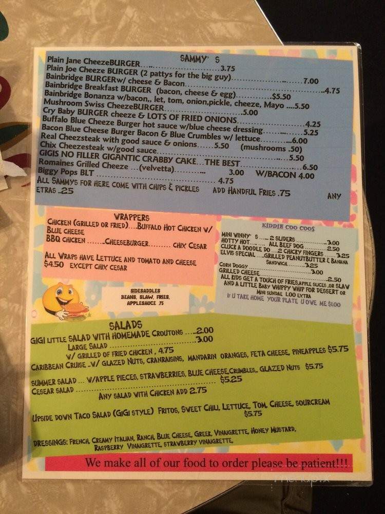 Gigi's Ice Cream Bar - Mount Wolf, PA menu_pic