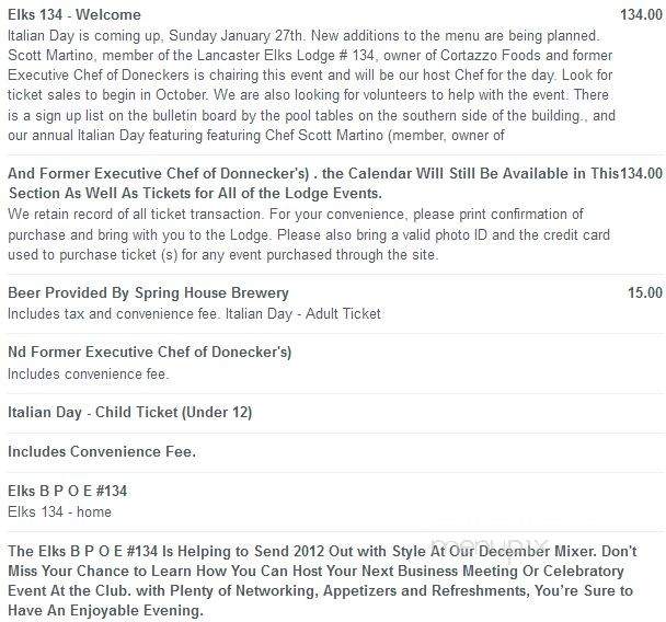 The Elk's Lodge - Lancaster, PA menu_pic