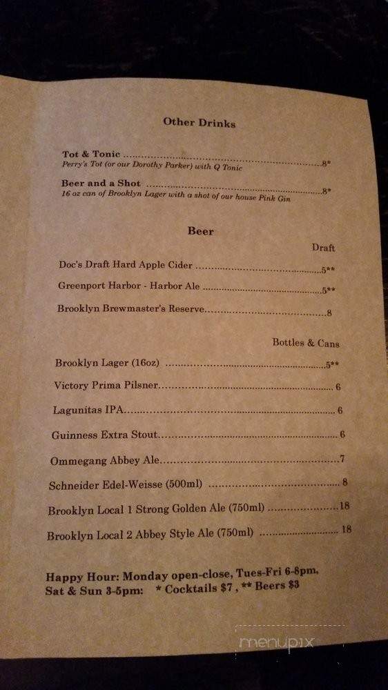 The Shanty Bar - Brooklyn, NY menu_pic