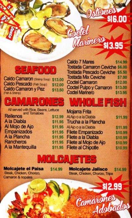 El Paisa - Denver, CO menu_pic
