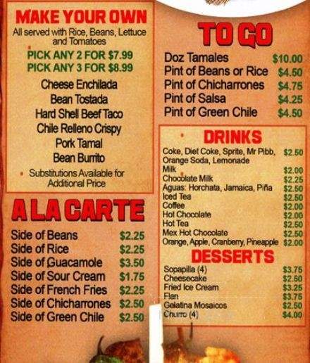 El Paisa - Denver, CO menu_pic