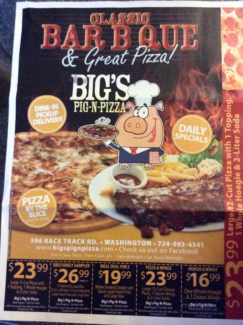 Big's Pig-N-Pizza - Washington, PA menu_pic