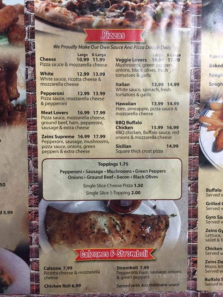 Zein's Pizza Wings and Subs - Clearwater, FL menu_pic