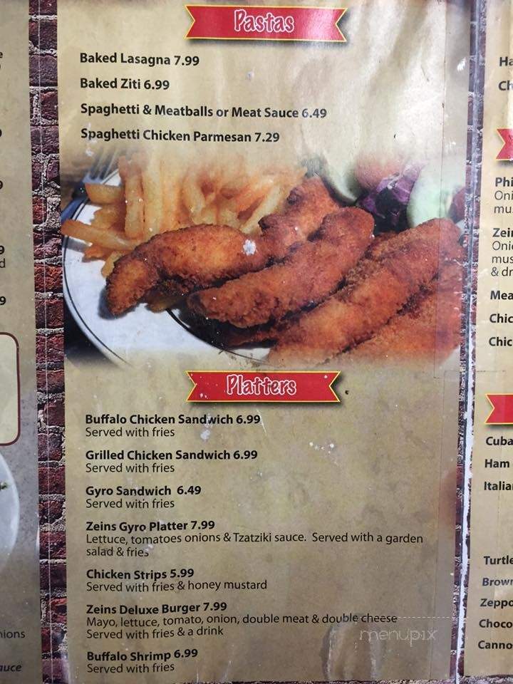 Zein's Pizza Wings and Subs - Clearwater, FL menu_pic