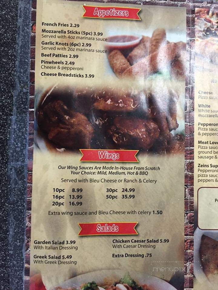 Zein's Pizza Wings and Subs - Clearwater, FL menu_pic