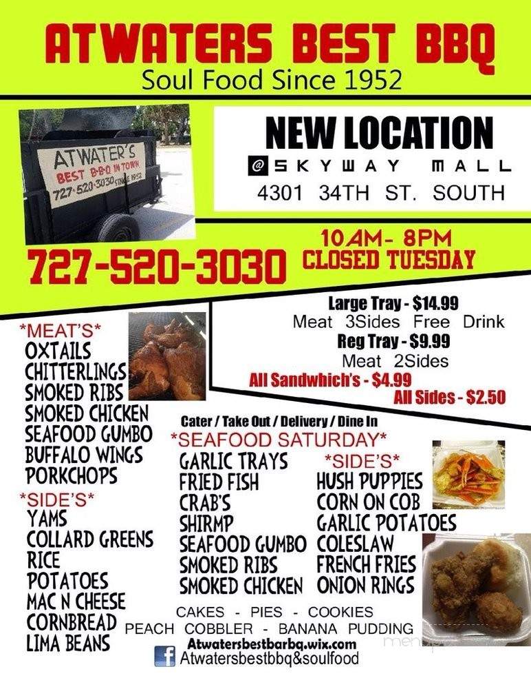 Atwaters Best Bbq & Soul Food - Saint Petersburg, FL menu_pic