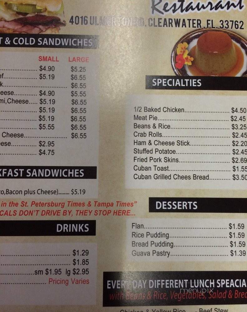 Cuban Mexican Restaurant - Clearwater, FL menu_pic