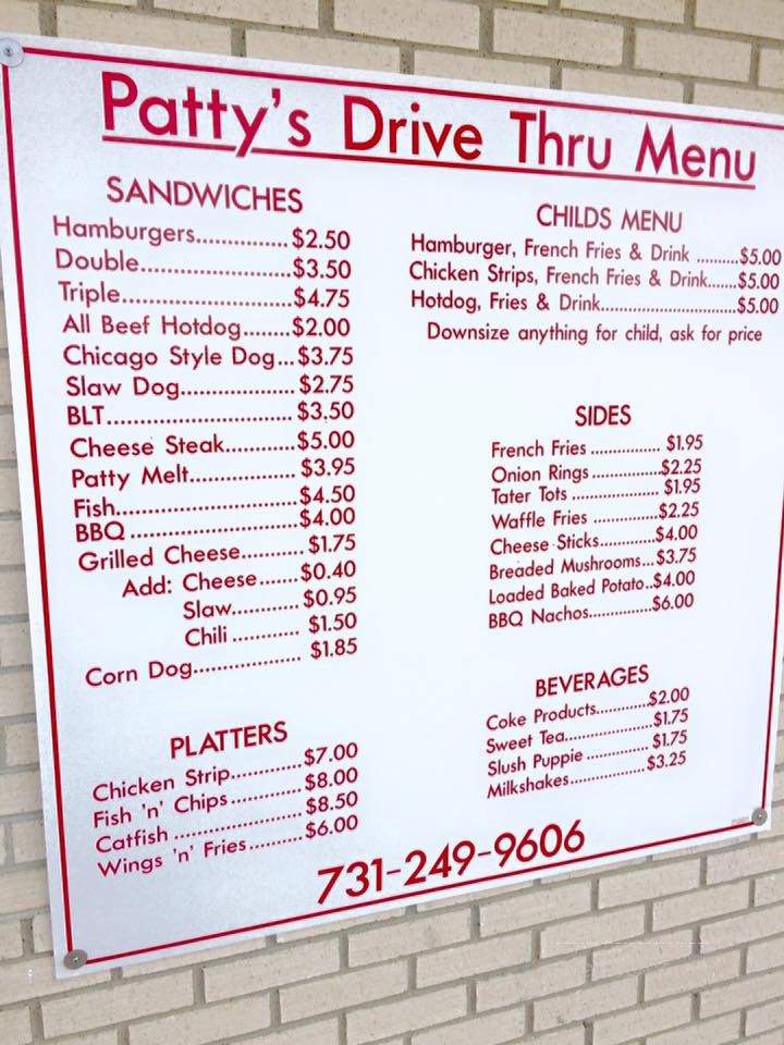 Patty's - Wildersville, TN menu_pic