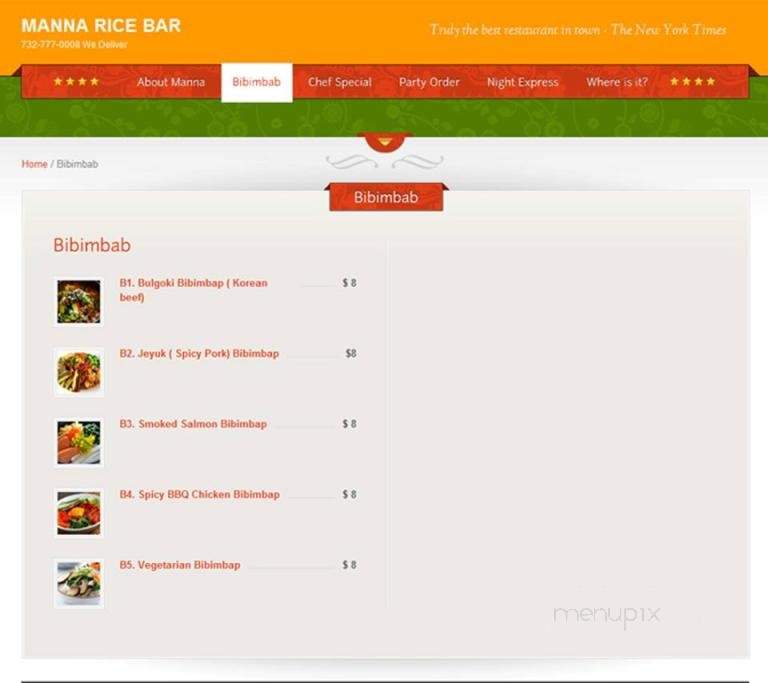 Manna Rice Bar - Edison, NJ menu_pic